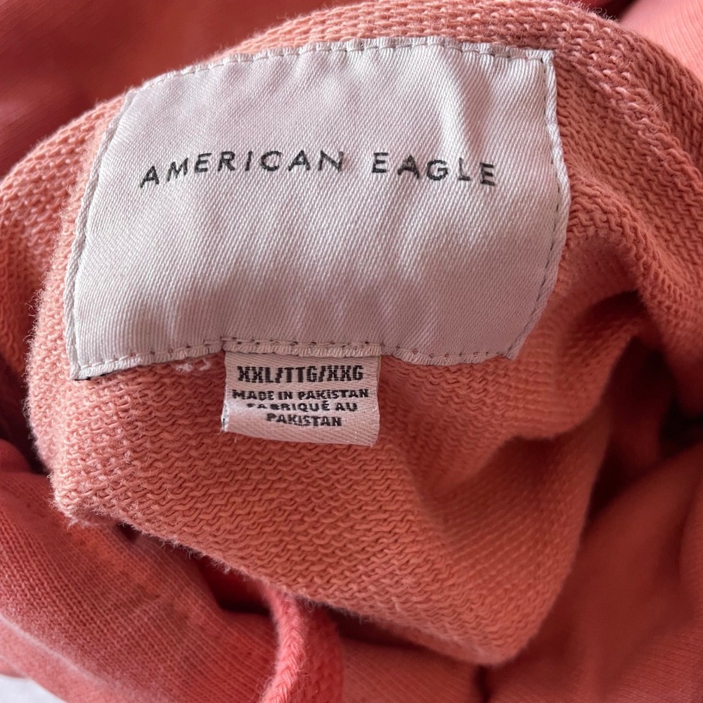 American Eagle Mens XXL Coral Pink 100% Cotton Pullover Hoodie Sweatshirt NWOT - Picture 9 of 13